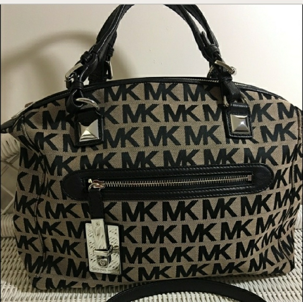 Michael Kors Black and Silver Satchel Elegant Design